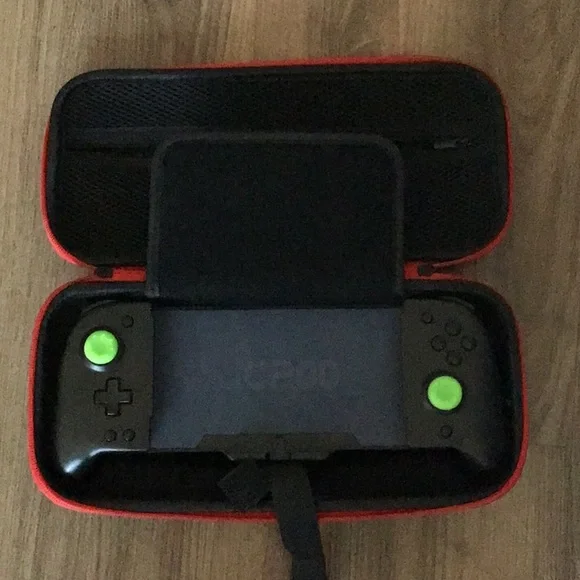 BlackHandheld Console with Ergonomic Design and LED Indicators and case